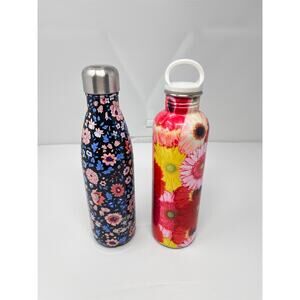 Lot of 2 Floral Metal Water Bottles. Old Navy (24 oz) and Swell (17 oz) PreOwned